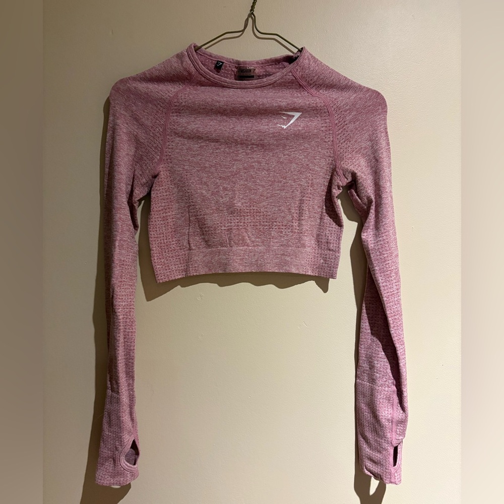 Gymshark Vital Seamless Long Sleeve Cropped Top Size Small Pink